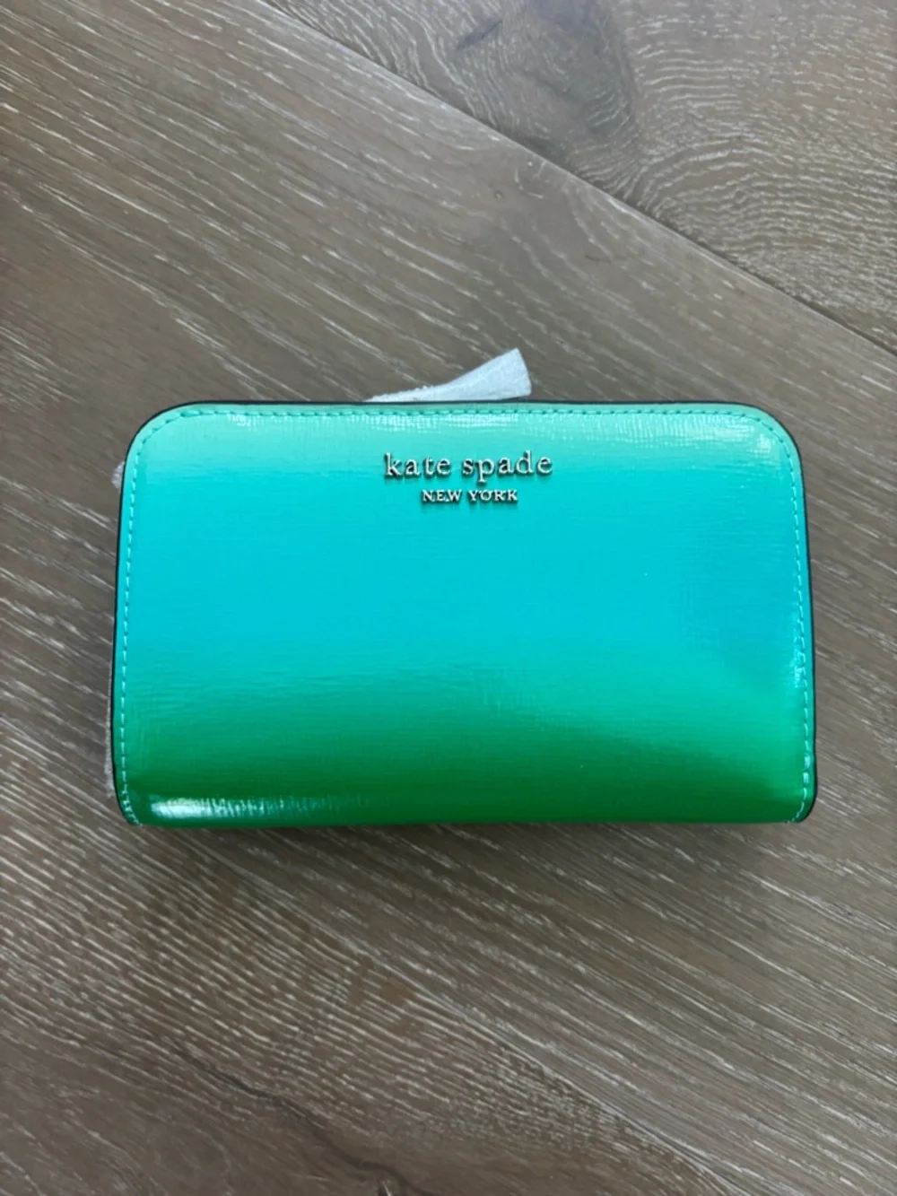 kate spade green-to-teal ombré zip-around wallet - Picture 2 of 8